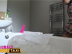female faux taxi lezzie fuckfest toy play and snatch eating